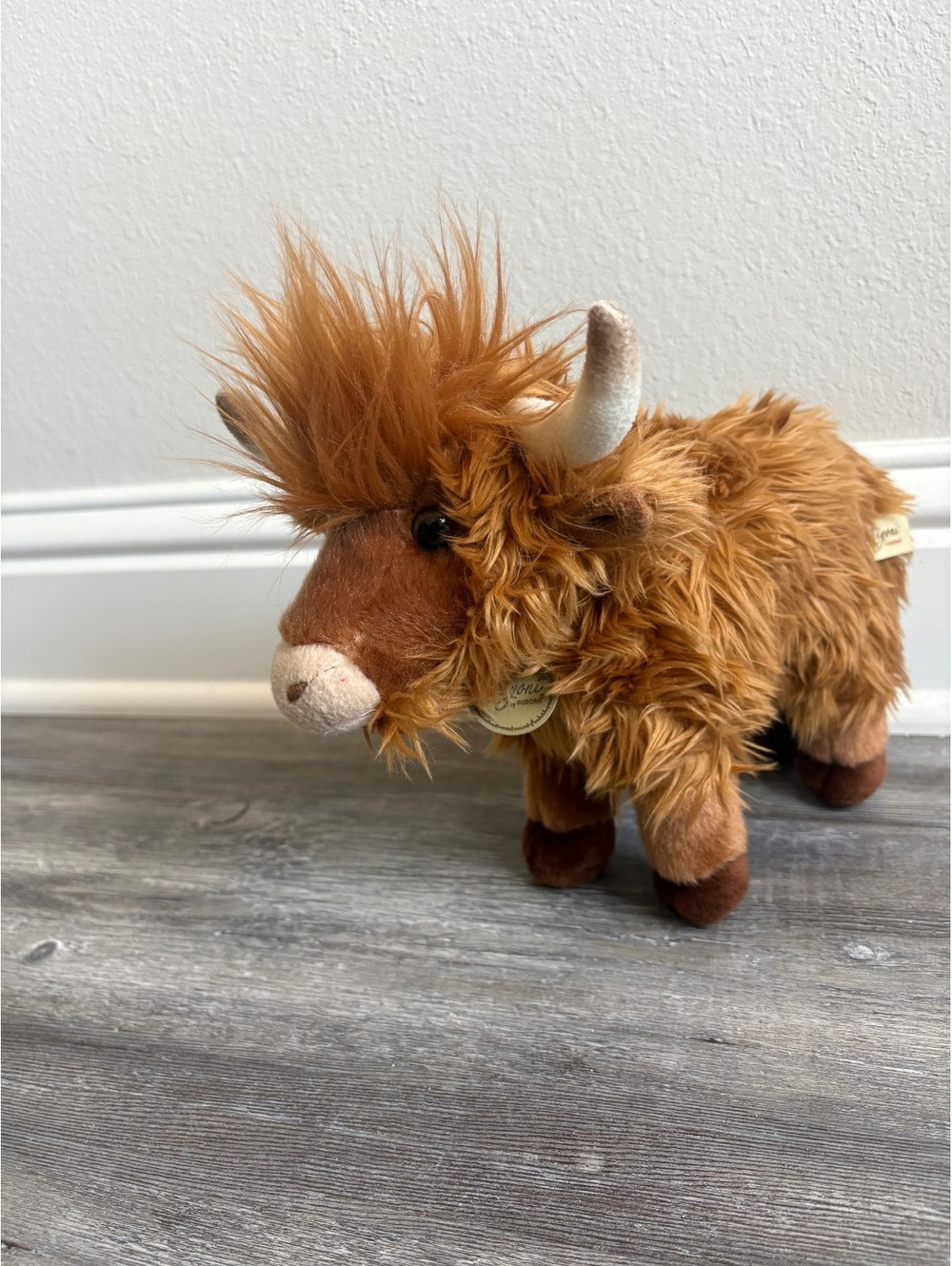 Aurora Miyoni Highland Cow Bull Plush Stuffed Animal 11” Brown Shaggy